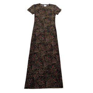 NWOT MISA Los Angeles Vanessa Dress in Spring Bouquet Mesh Black